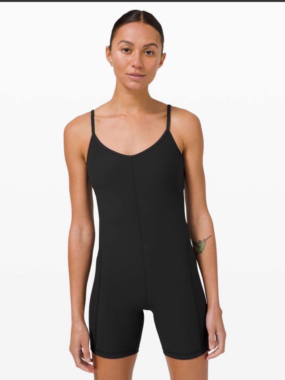 Lululemon Ribbed Contoured Yoga Unitard 6" Length Black size 4